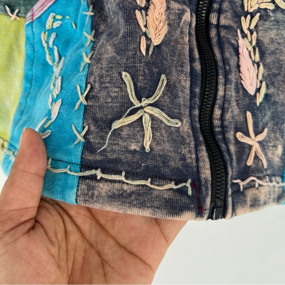 MPC Colorful Patchwork Embroidered Stitching Sip Front Hooded‎ Jacket Artsy - Picture 8 of 17